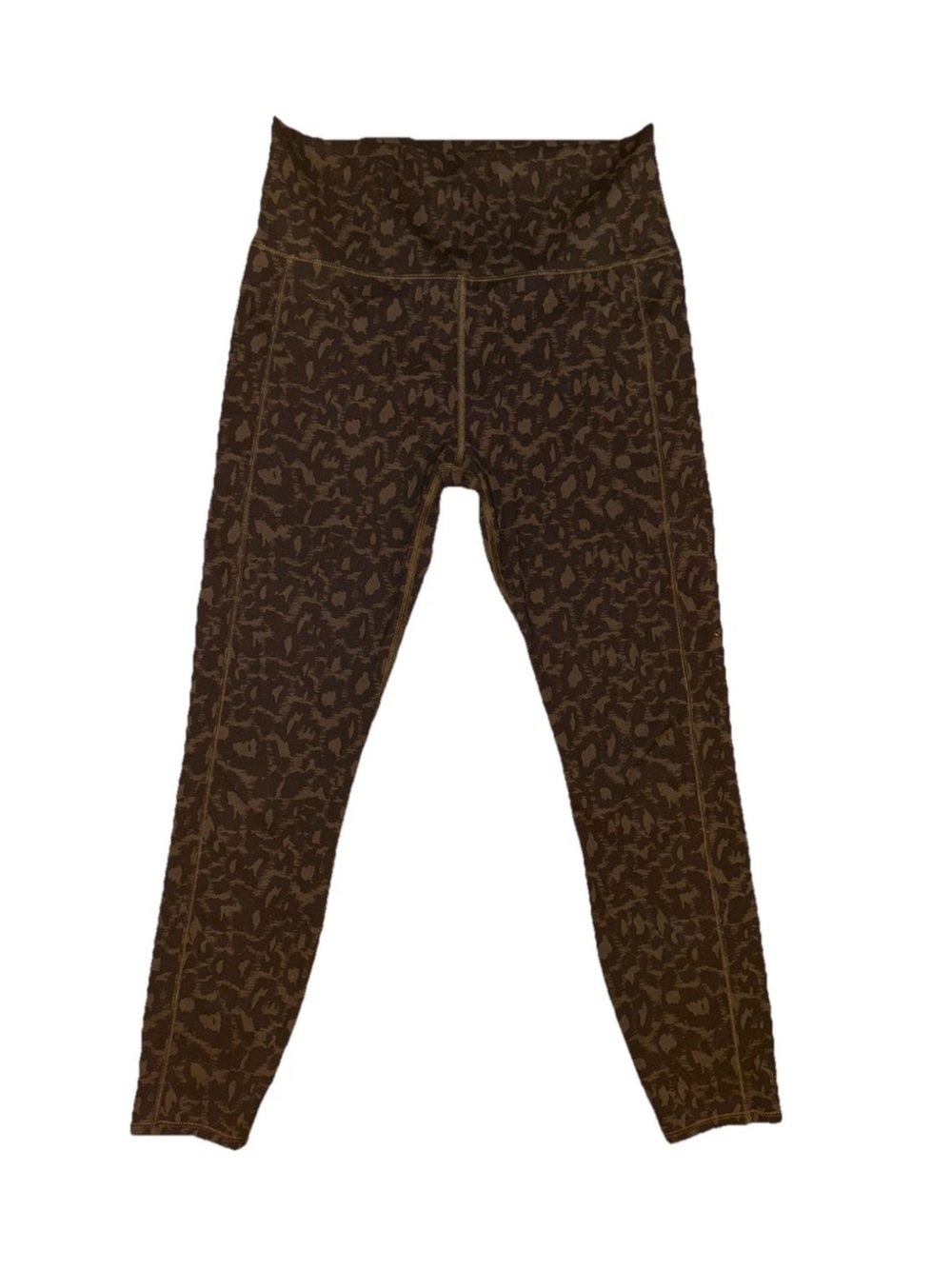 Vuori Women's S Brown/Black Animal Print High-Rise Ankle Yoga Leggings